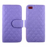 Wholesale iPhone 5C Quilted Flip Leather Wallet Case (Purple)